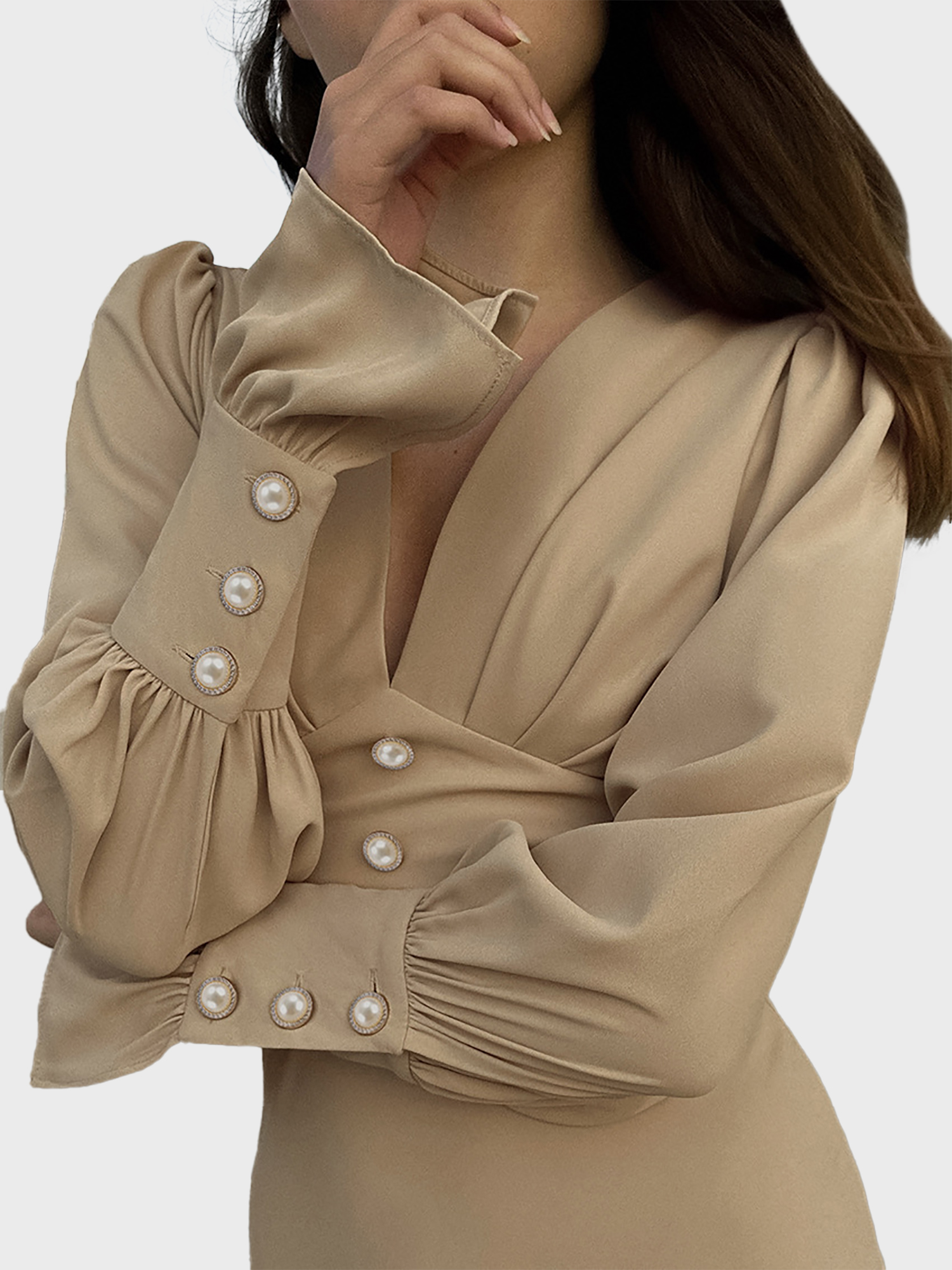 French Minimalism  V-Neck Dress