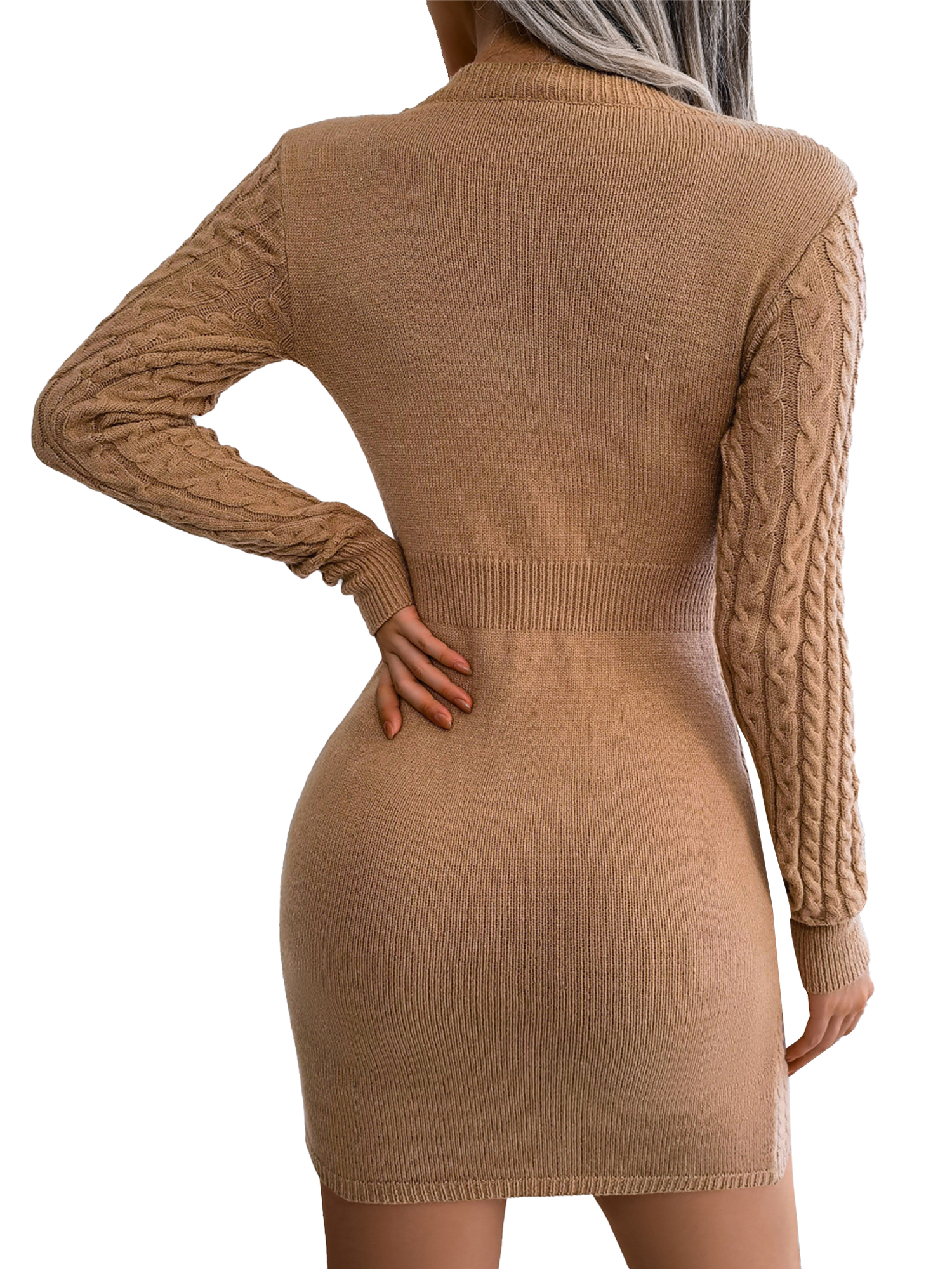 Alluring Cutout Cable Knit Mini Dress