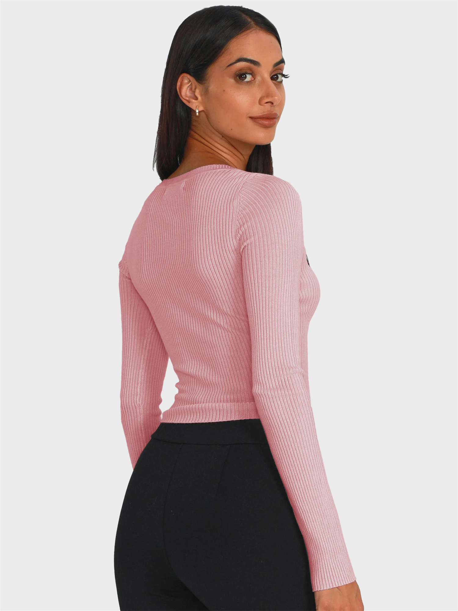 Essential V-Neck Ribbed Cropped Top