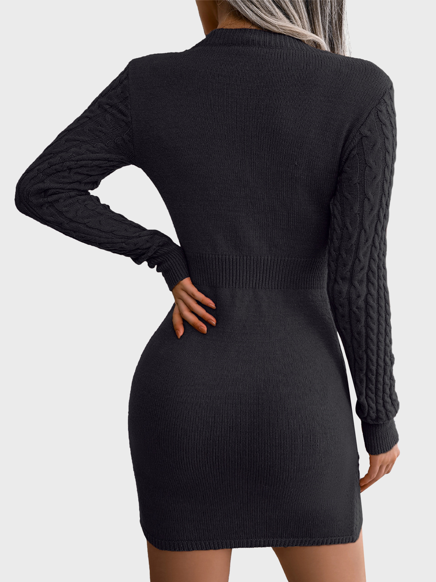 Alluring Cutout Cable Knit Mini Dress