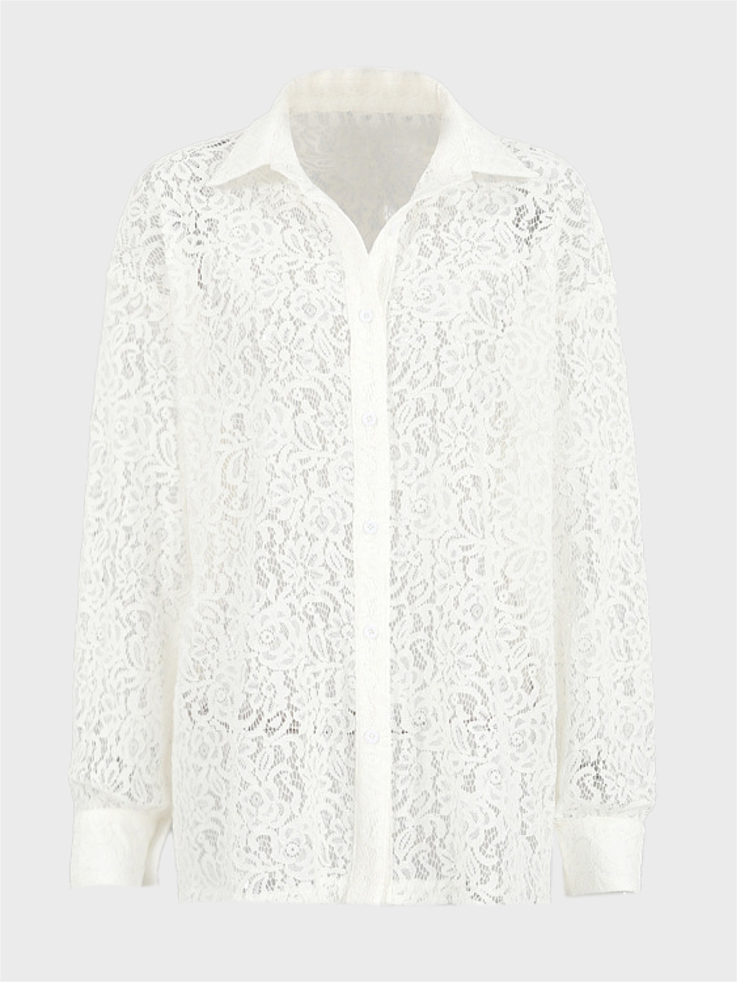 Alluring See-Through Lacey Shirt