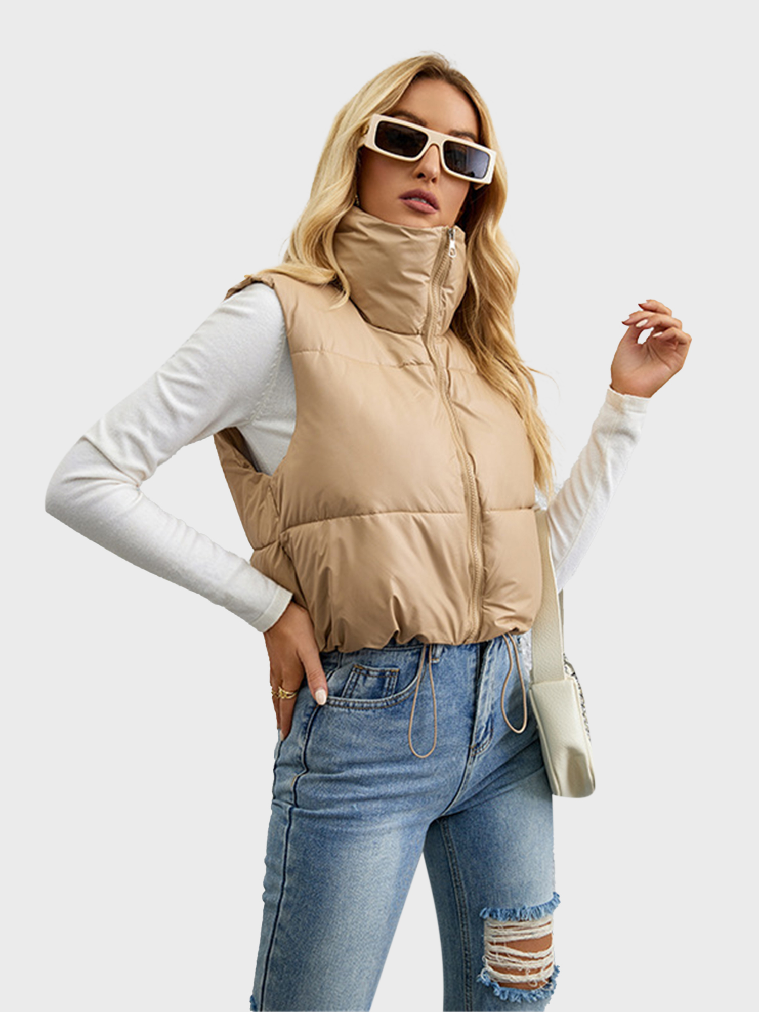 Chic Zipper-Up Down Vest