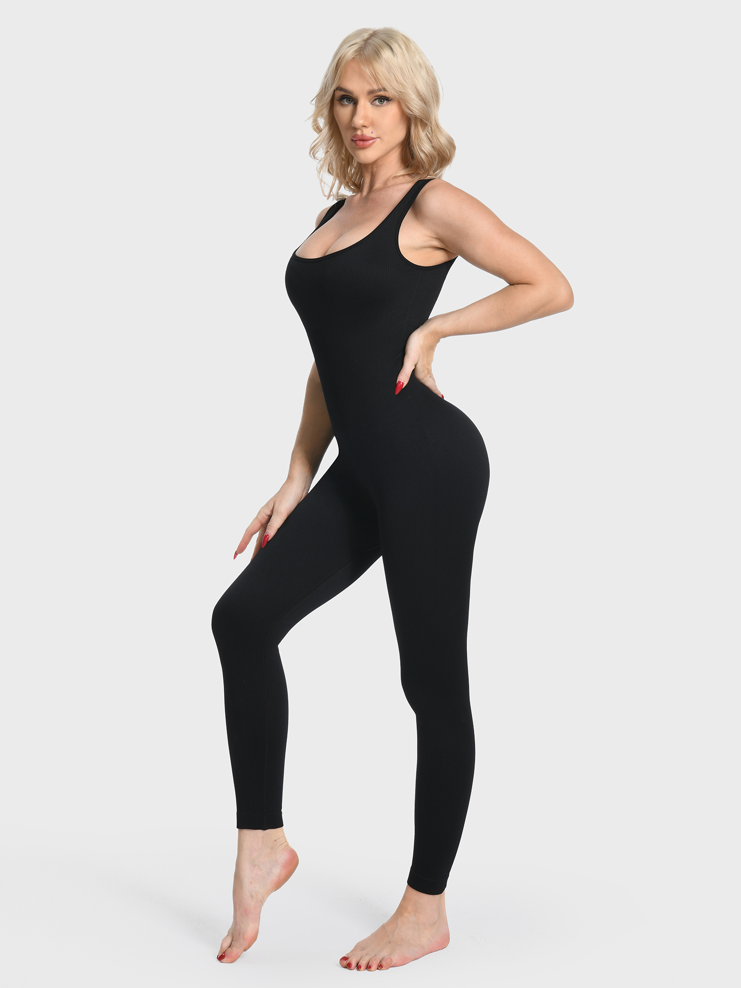 Compression Elastic Ribbed Shaping Jumpsuit