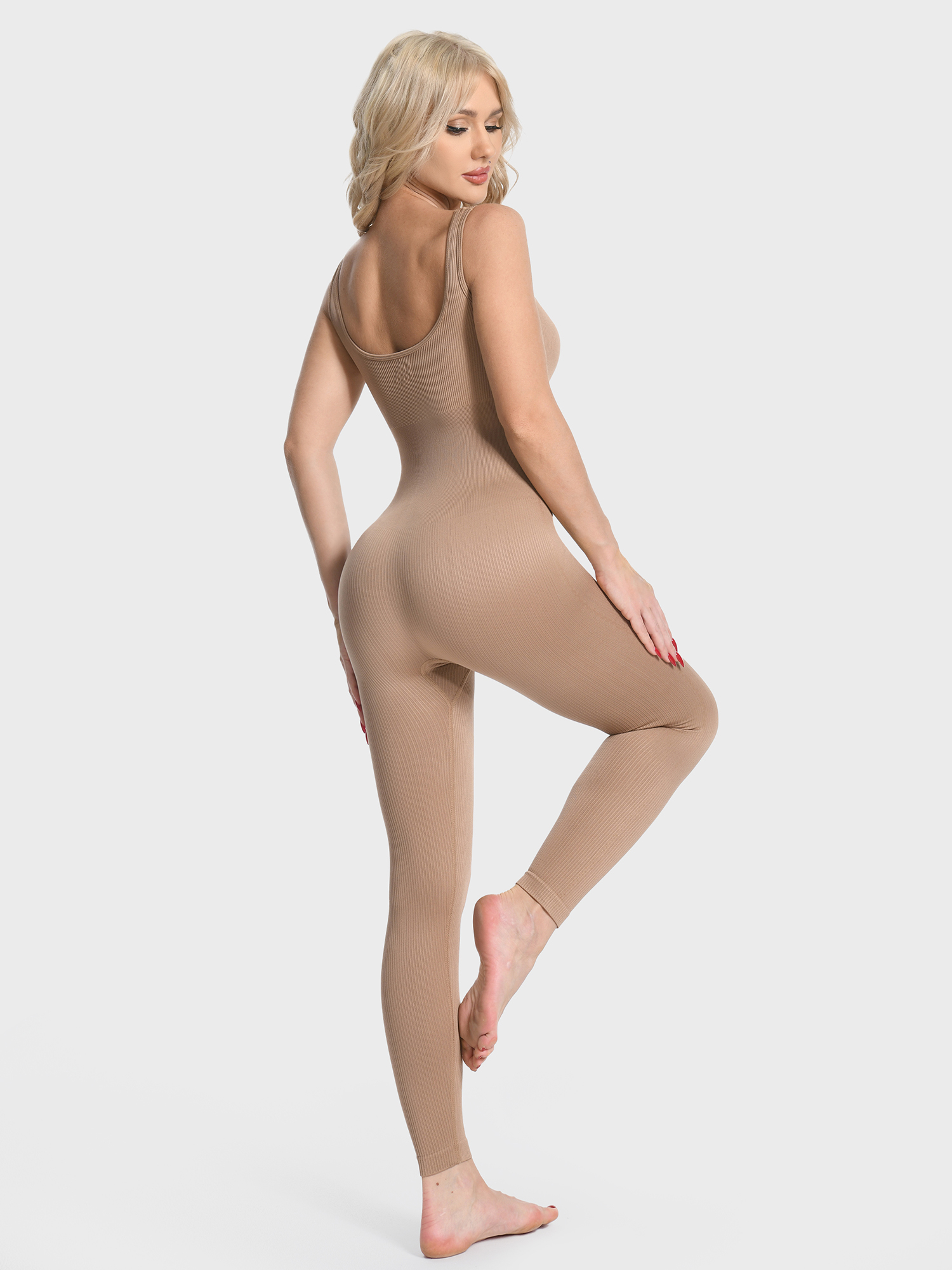 Compression Elastic Ribbed Shaping Jumpsuit