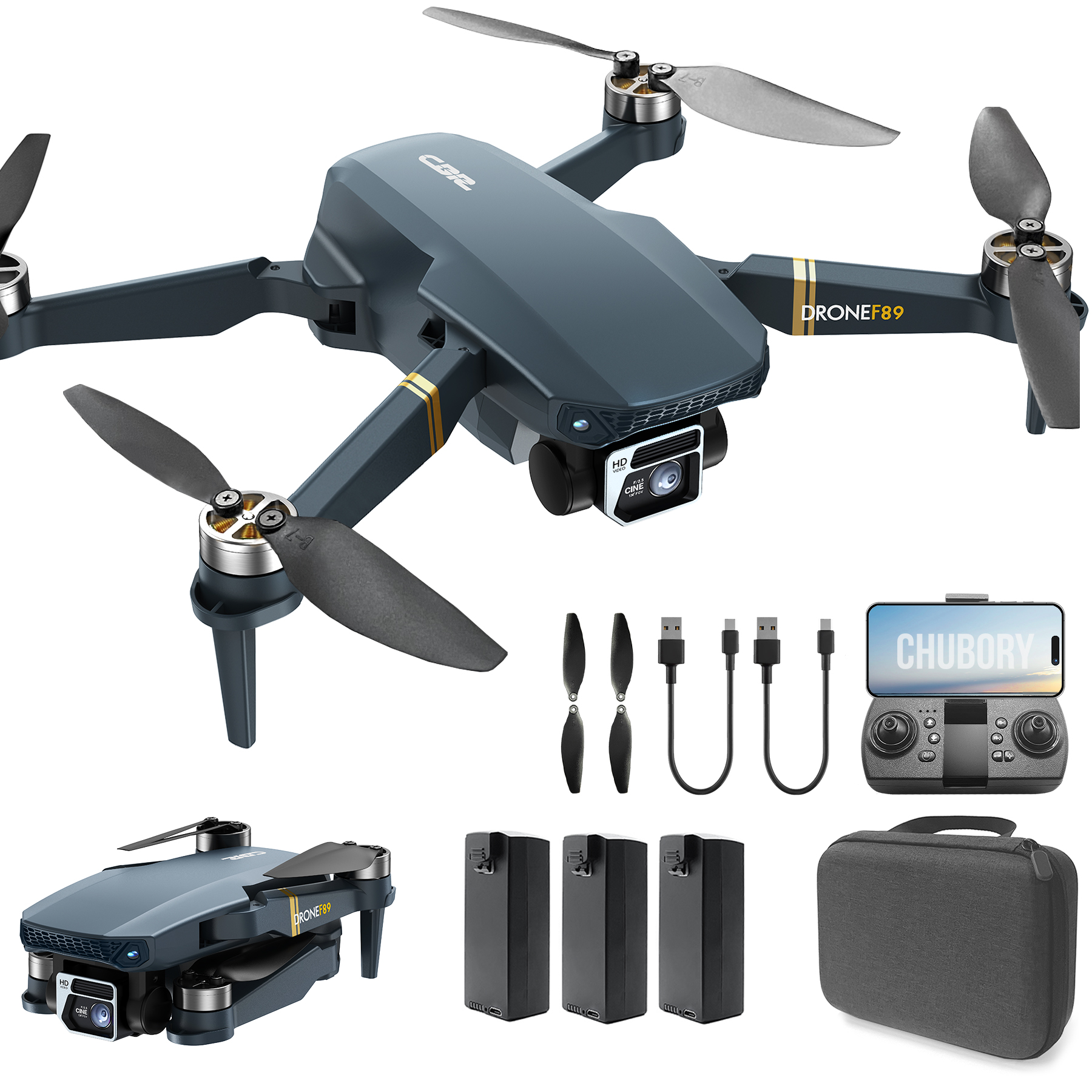 Brushless Super Endurance Foldable Drone with Camera for Beginners–60+ min Flight Time, WiFi FPV Quadcopter with 120°Wide-Angle 4K HD Camera, Brushless Motor, Auto Hover, Follow Me (3 Batteries)