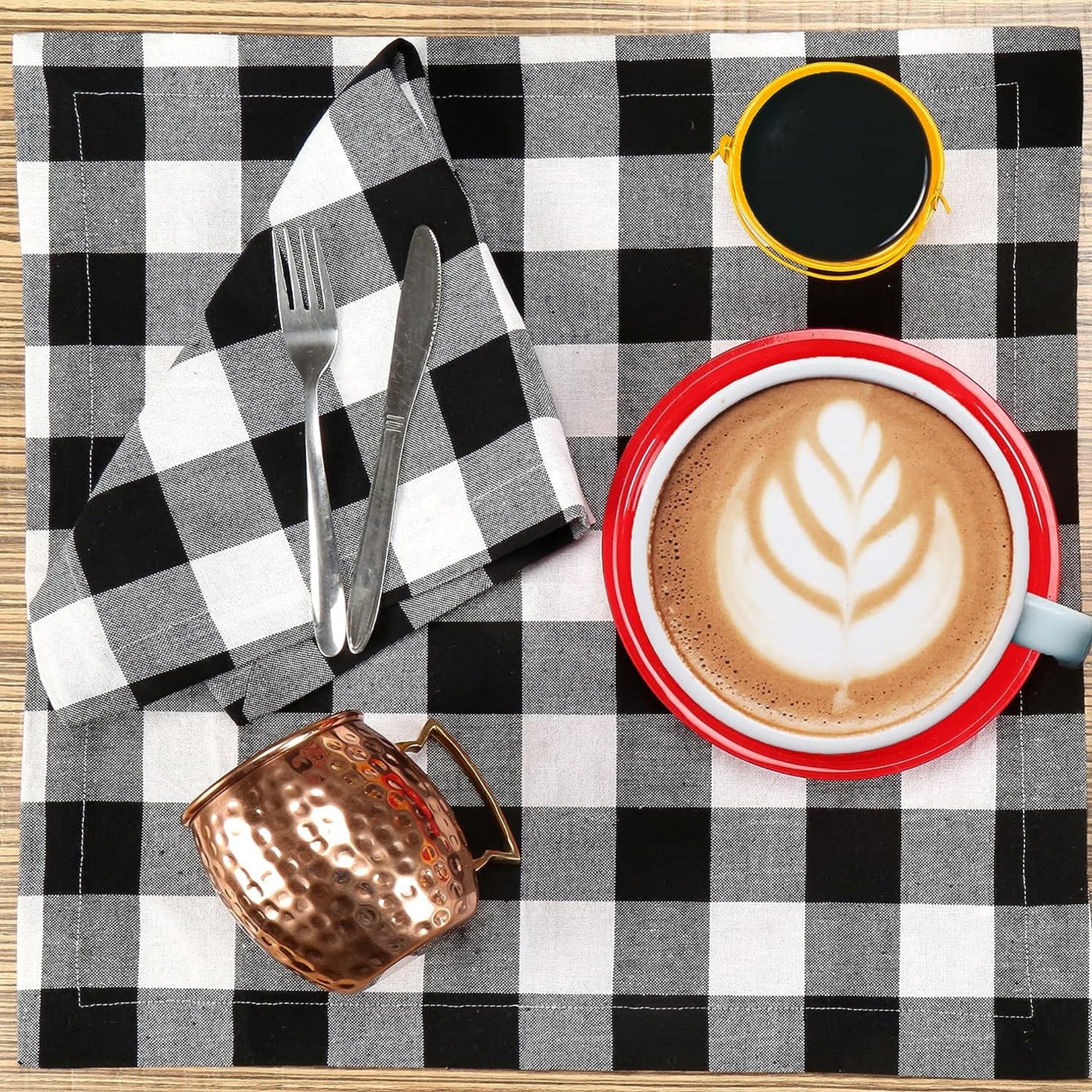  Buffalo Plaid Cloth Napkin Black White, Check Napkin