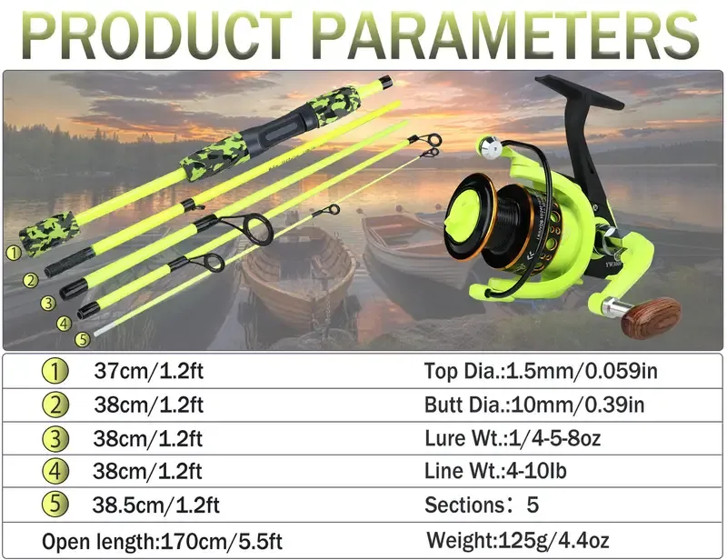 Conjunto de vara de pesca Sougayilang Combo de pesca para viagem detalhes 1