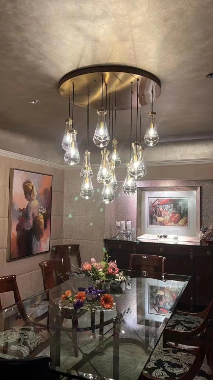Raindrop Glass Round Chandelier 36"