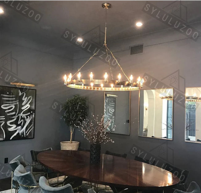 Caminy Vintage Filament Round Chandelier 38"