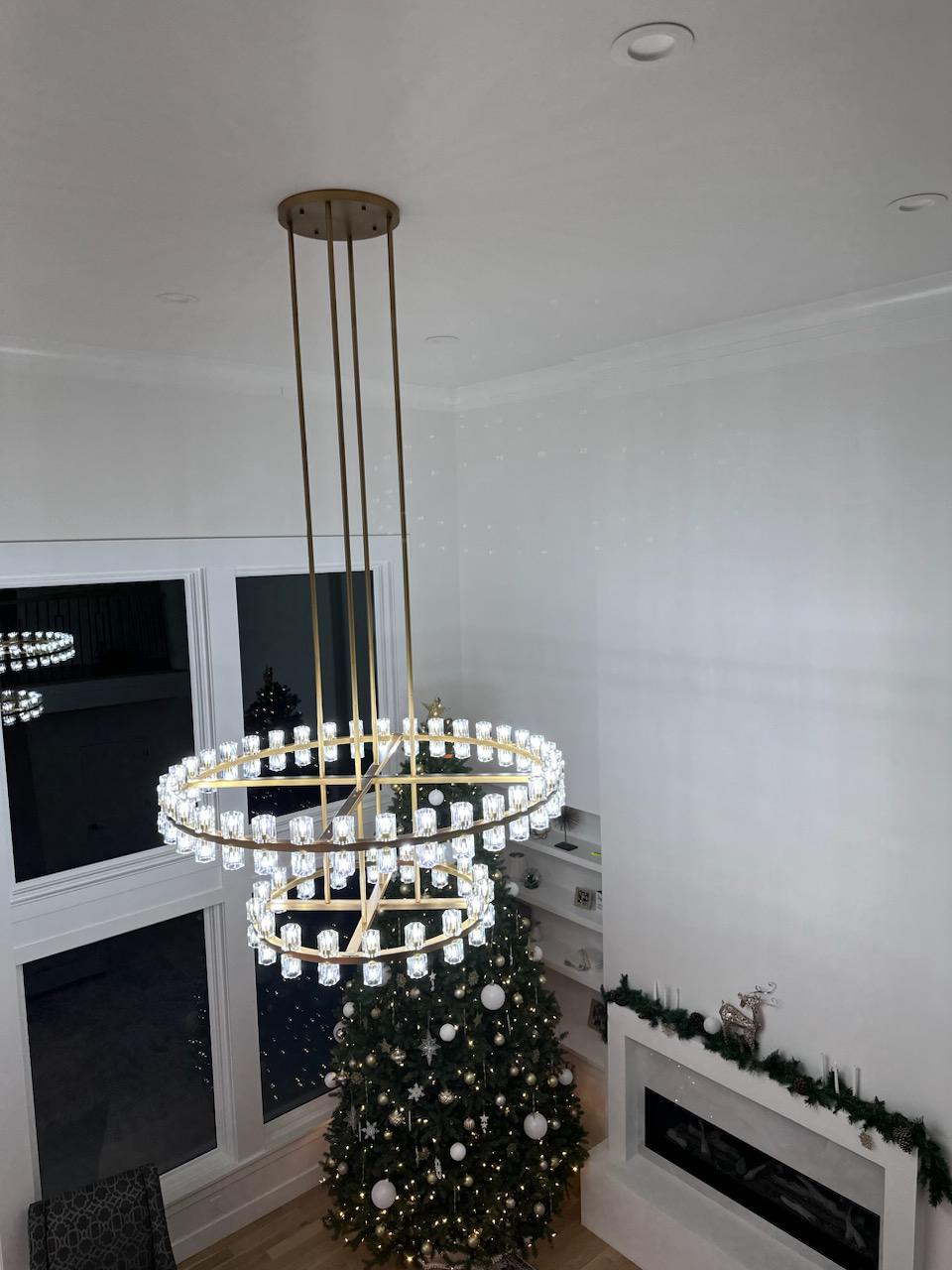 Arcardes Led Round Two-Tier Chandelier For Crystal Cup 60"