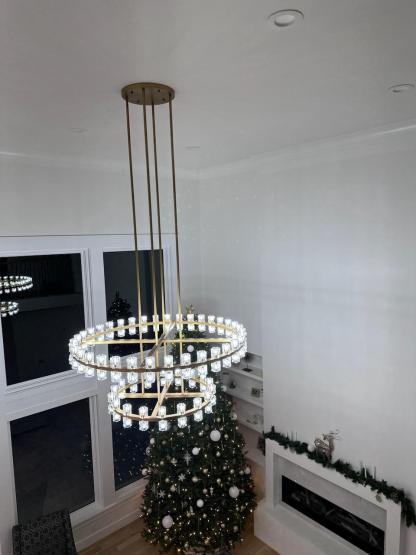 Arcardes Led Round Two-Tier Chandelier For Crystal Cup 60"