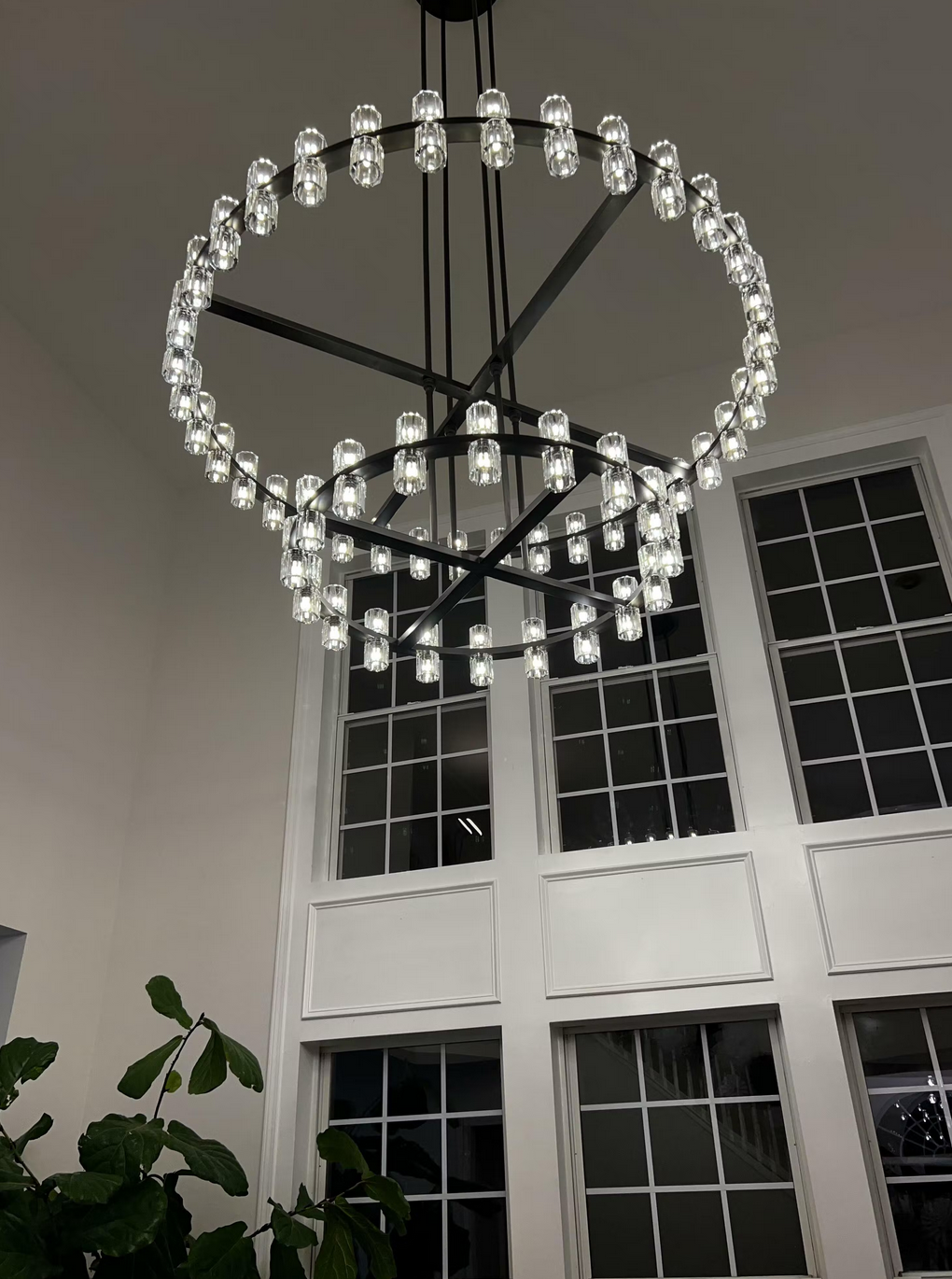 Arcardes Led Round Two-Tier Chandelier For Crystal Cup 60"