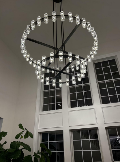Arcardes Led Round Two-Tier Chandelier For Crystal Cup 60"
