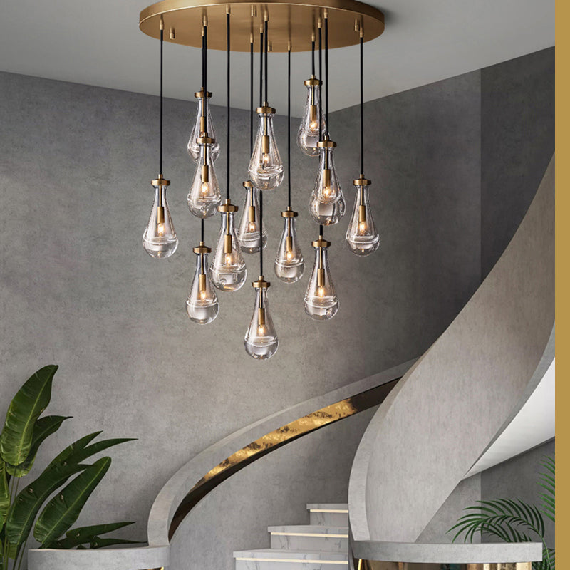 Raindrop Glass Round Chandelier 36"