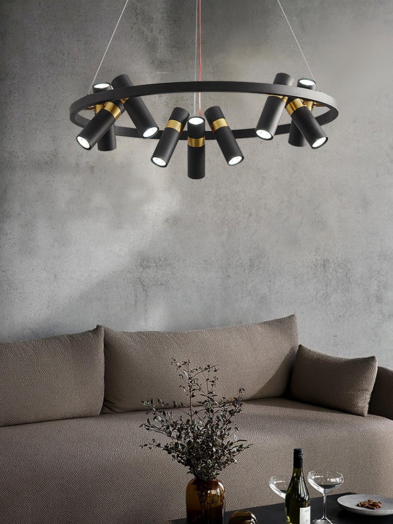 Black Mutil Pipe Chandelier with 3/6/9 heads-Sylvia Space