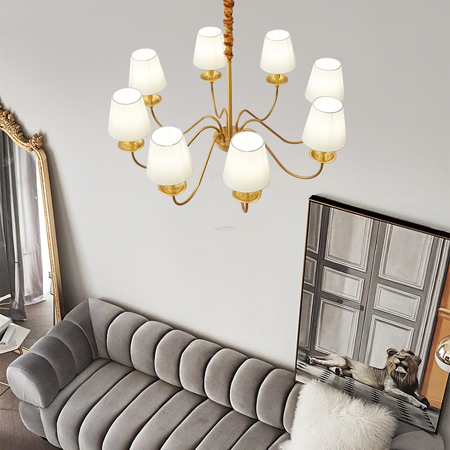 Tapered Fabric Brass Chandelier with 3/5/8 heads-Sylvia Space