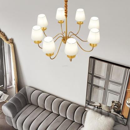 Tapered Fabric Brass Chandelier with 3/5/8 heads-Sylvia Space