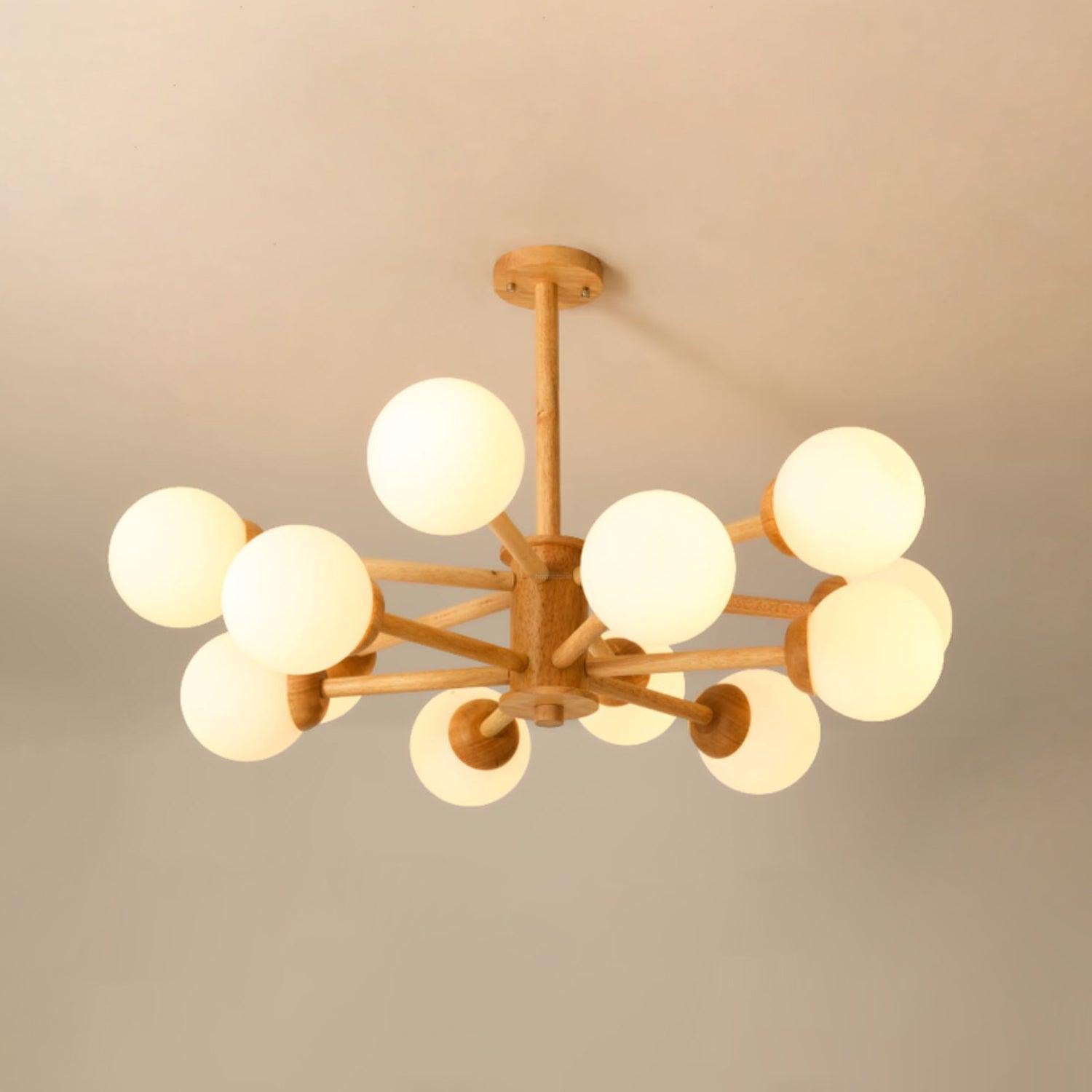 Kozan Wooden Chandelier with 6/8/10/12 heads-Sylvia Space