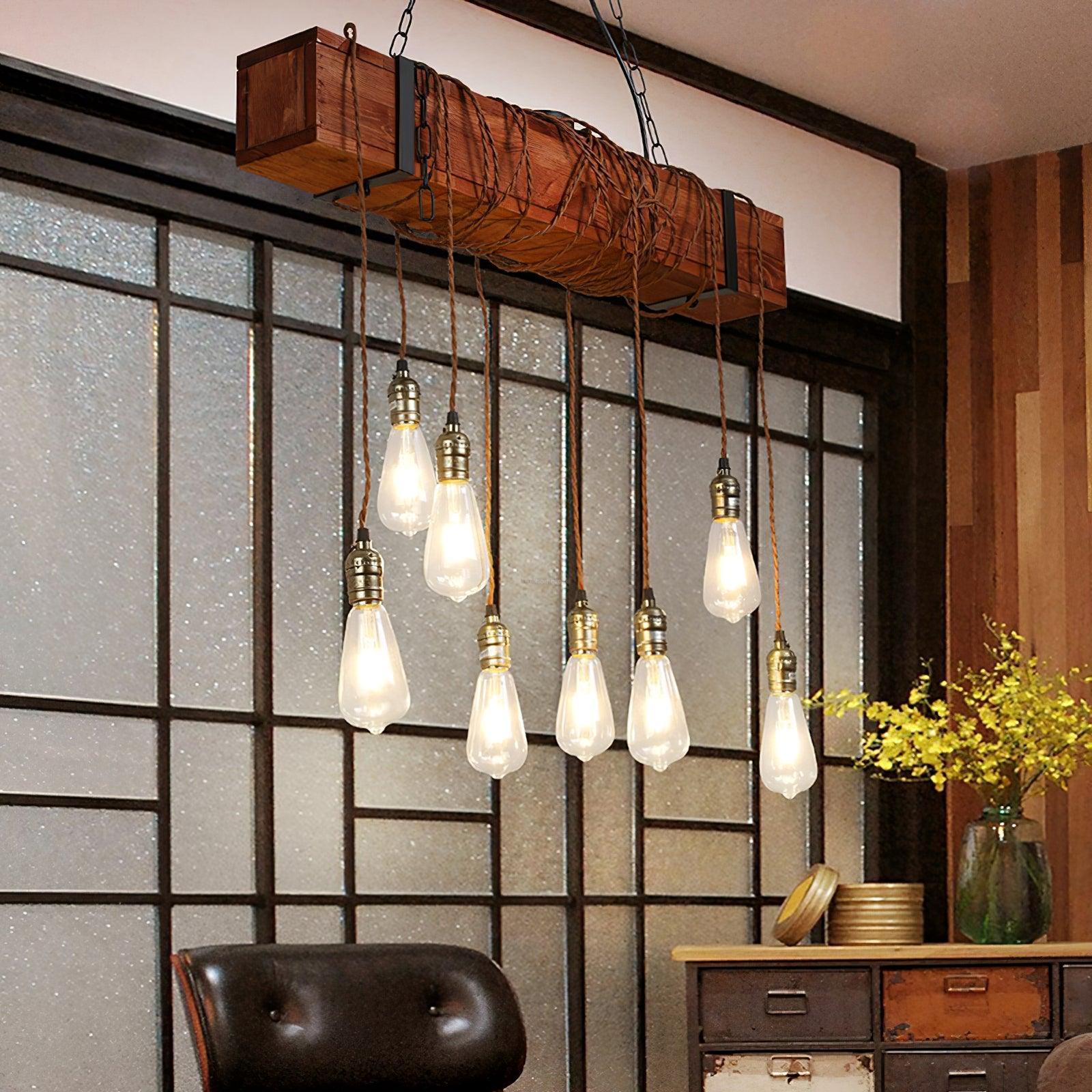 Wooden Hanging Multi Chandelier-Sylvia Space