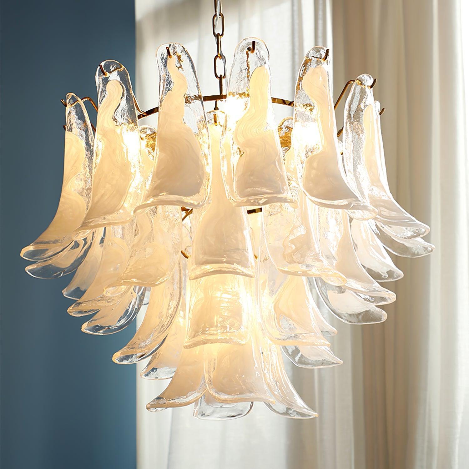 Glass Leaf Cascade Chandelier with 3/4 layer-Sylvia Space