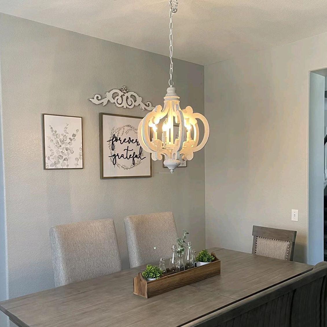 Antique White Style Chandelier Φ 19.7″-Sylvia Space