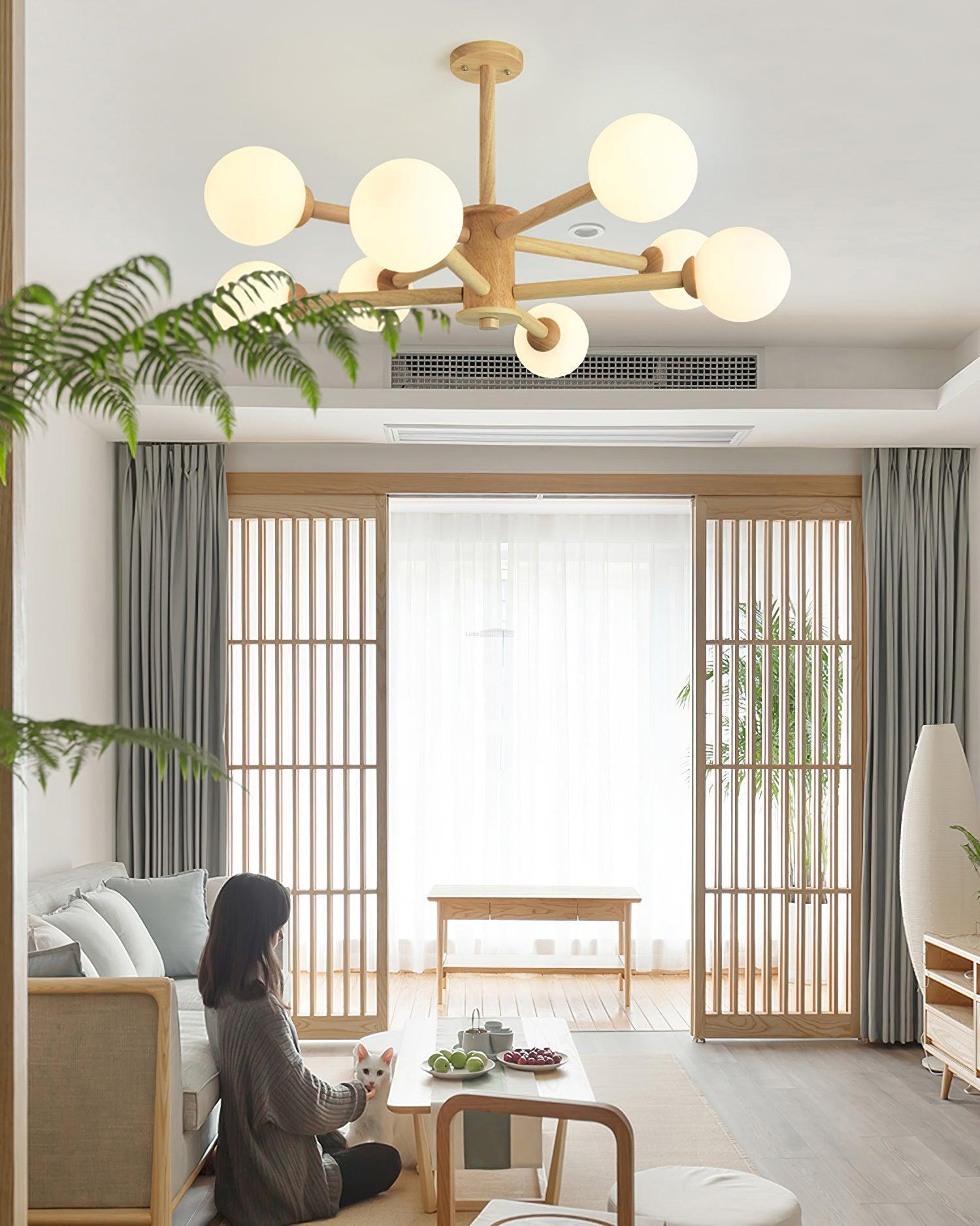 Kozan Wooden Chandelier with 6/8/10/12 heads-Sylvia Space