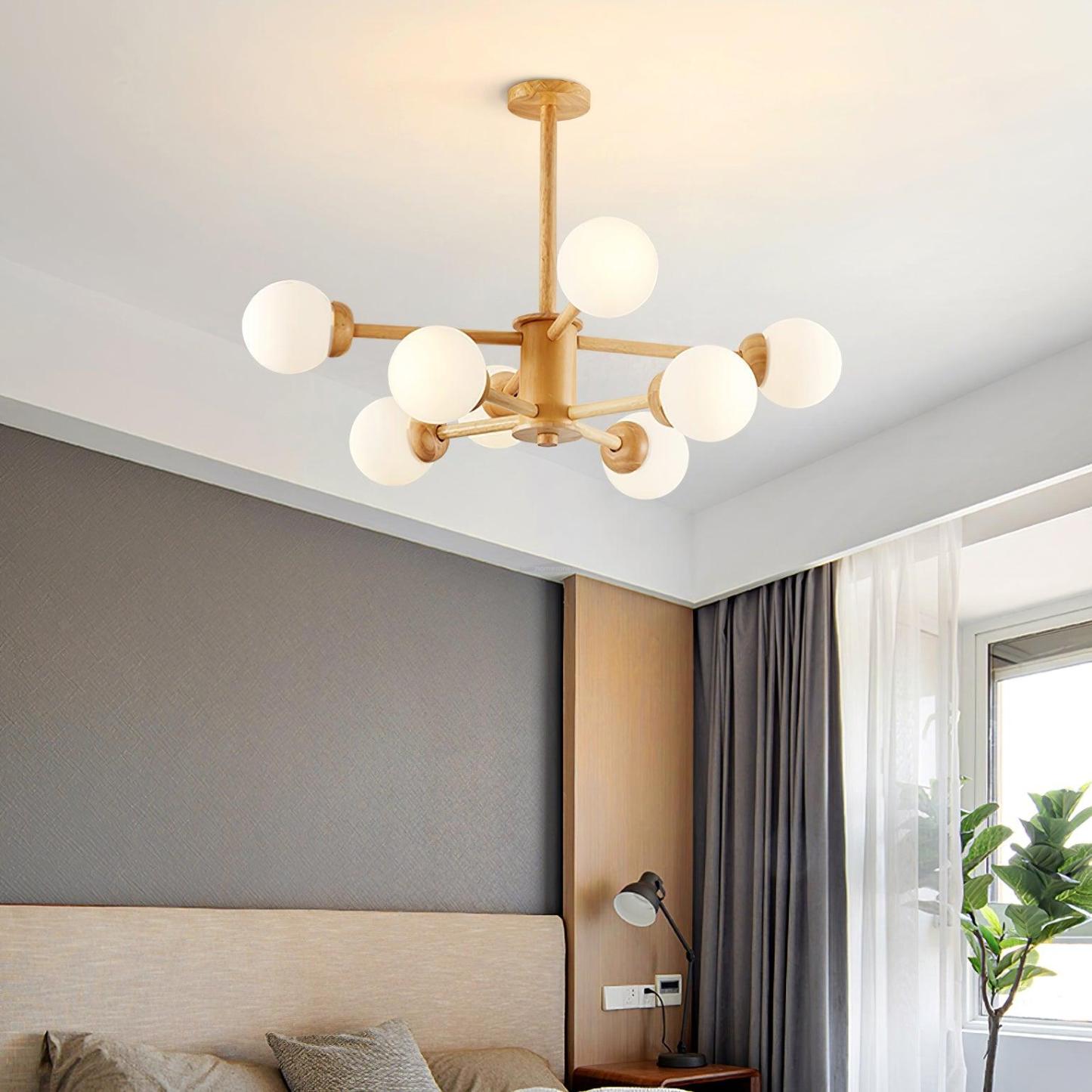 Kozan Wooden Chandelier with 6/8/10/12 heads-Sylvia Space