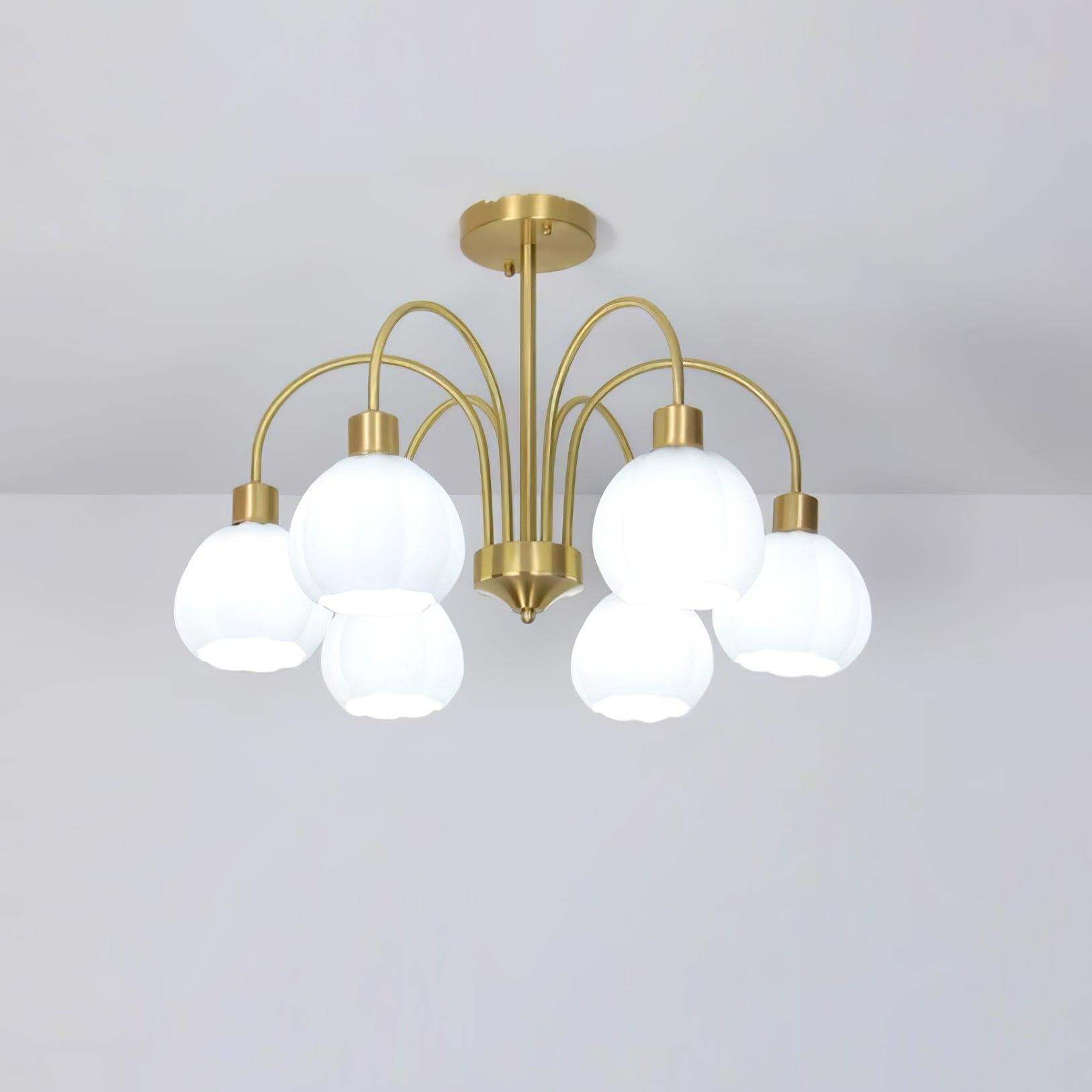 Glass Pumpkin Gold Chandelier with 3/5/6/8 heads-Sylvia Space