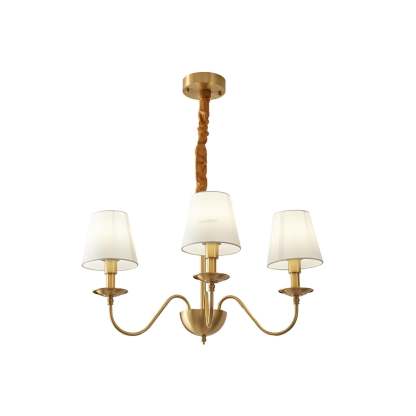 Tapered Fabric Brass Chandelier with 3/5/8 heads-Sylvia Space