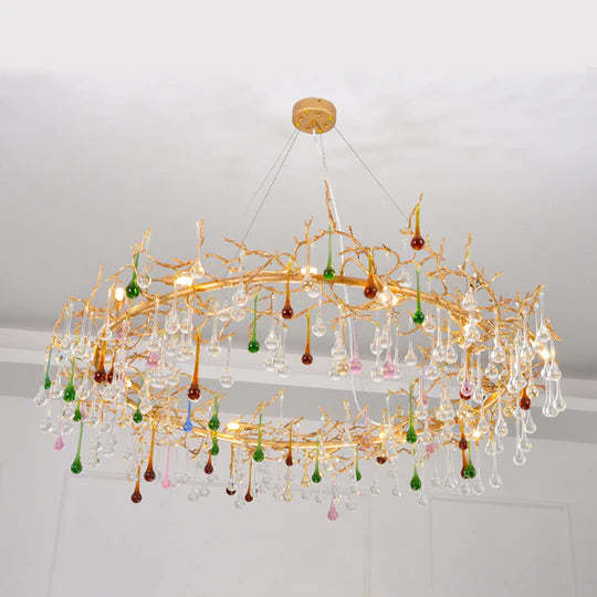 Lydia Colorful Crystal Raindrop Branch Chandelier for Dining Room-Sylvia Space