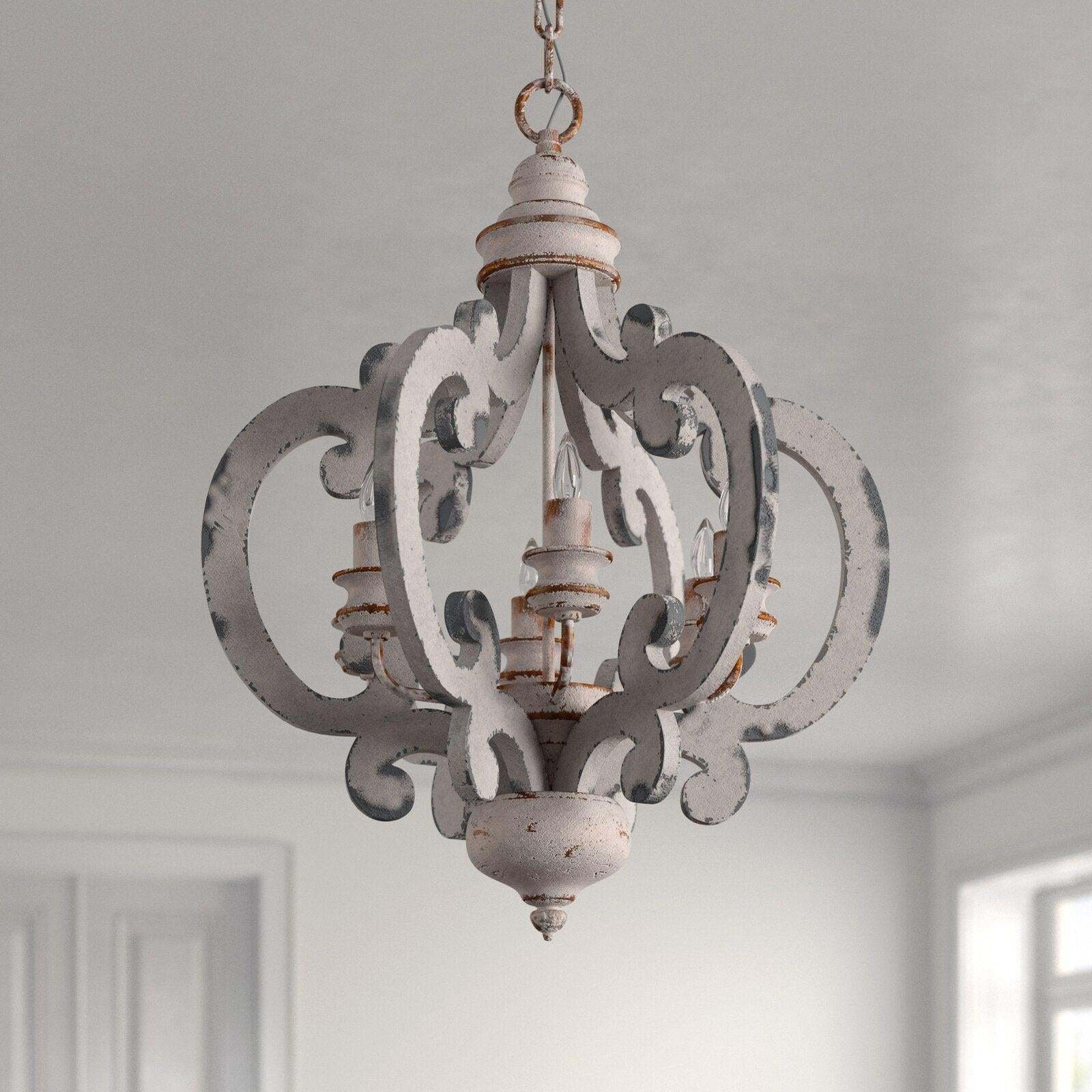 Antique White Style Chandelier Φ 19.7″-Sylvia Space