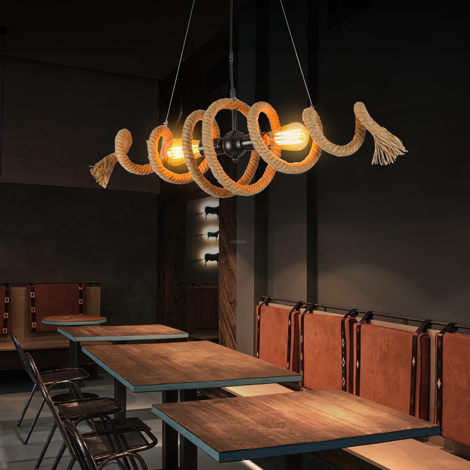 Hemp Rope Industrial Spiral Chandelier ∅ 31.5″-Sylvia Space
