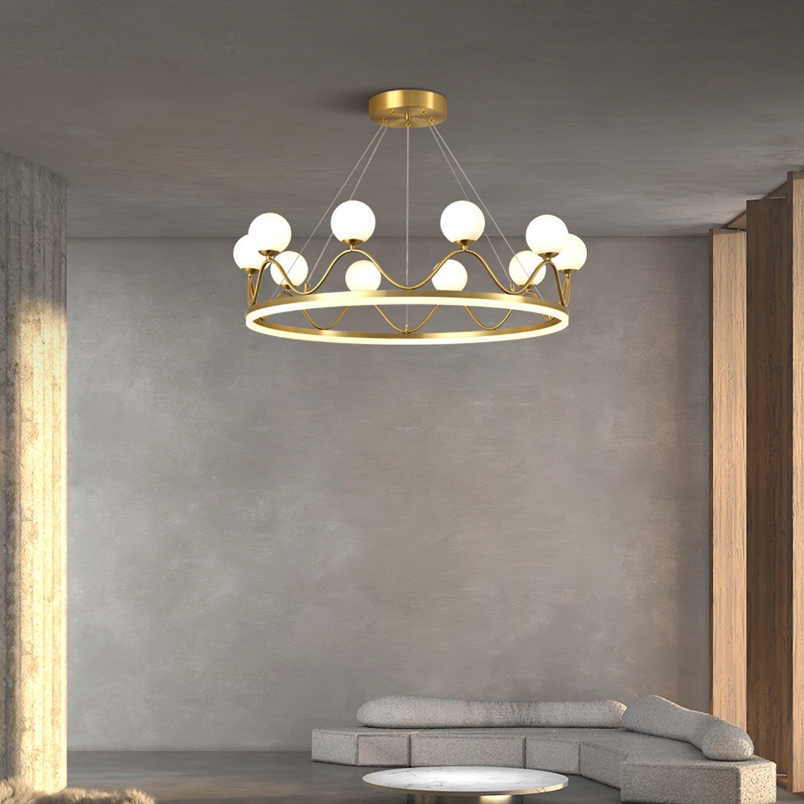 Crown Brass Round Chandelier-Sylvia Space