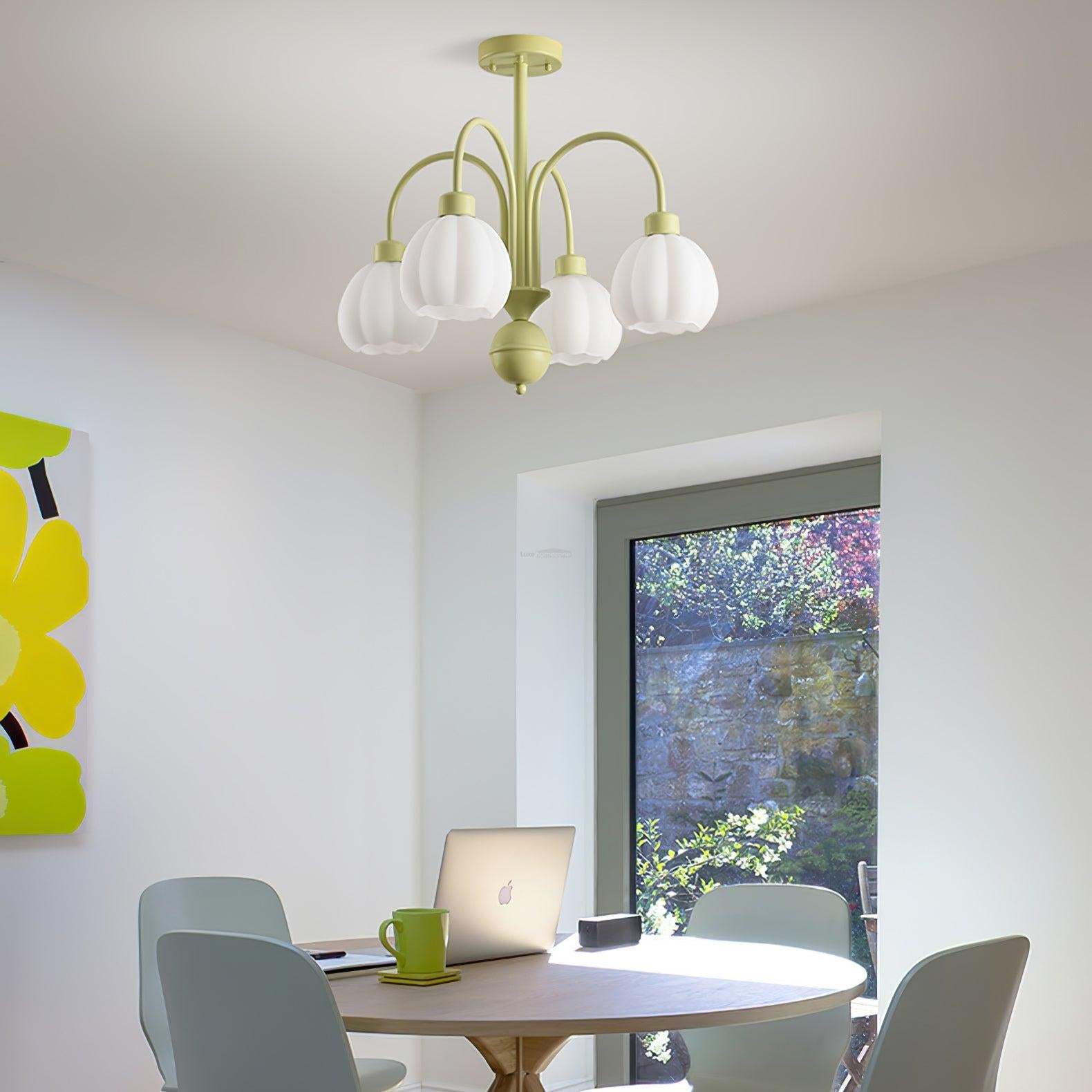 Cream Pumpkin Ball Chandelier with 4/5/6/8 heads-Sylvia Space