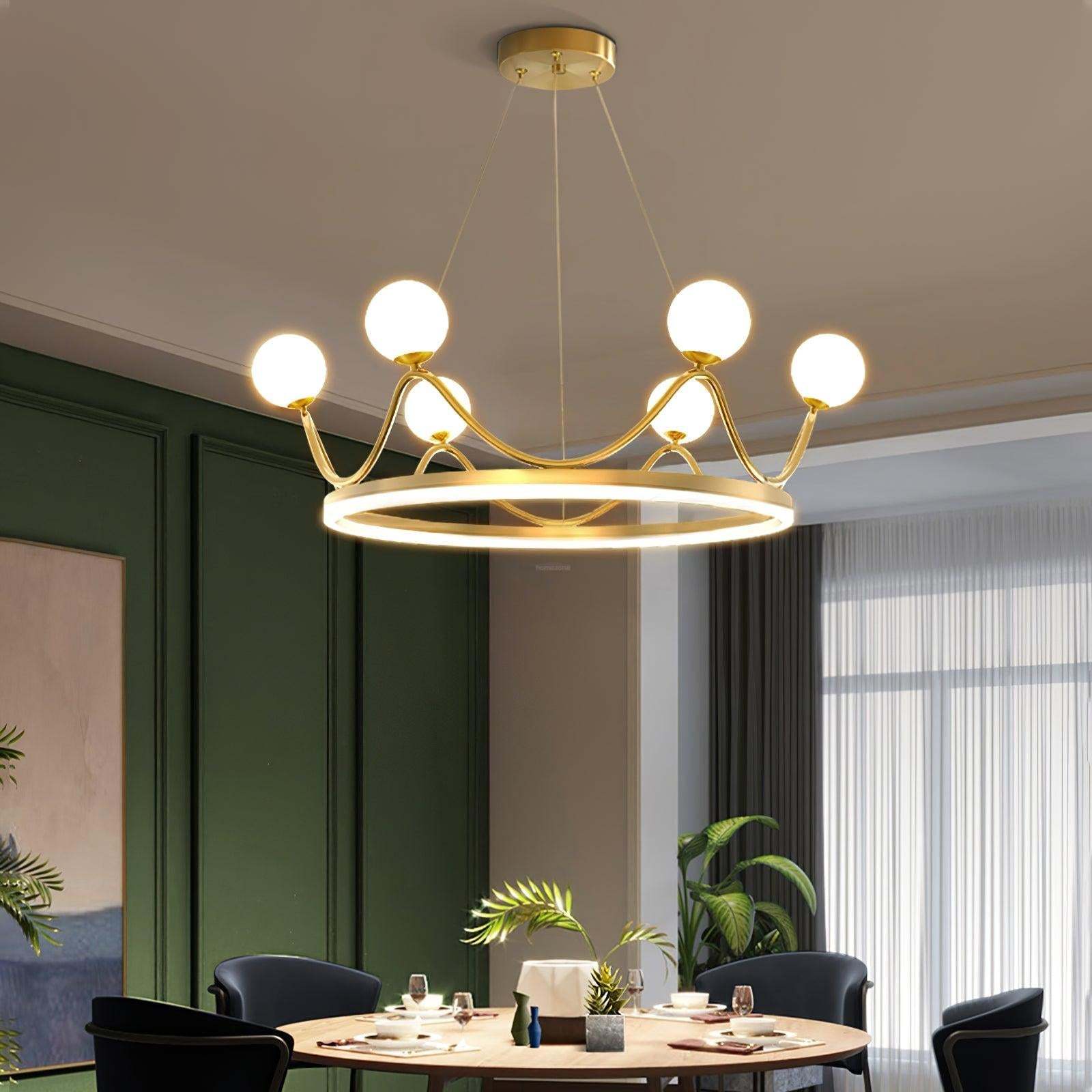 Crown Brass Round Chandelier-Sylvia Space