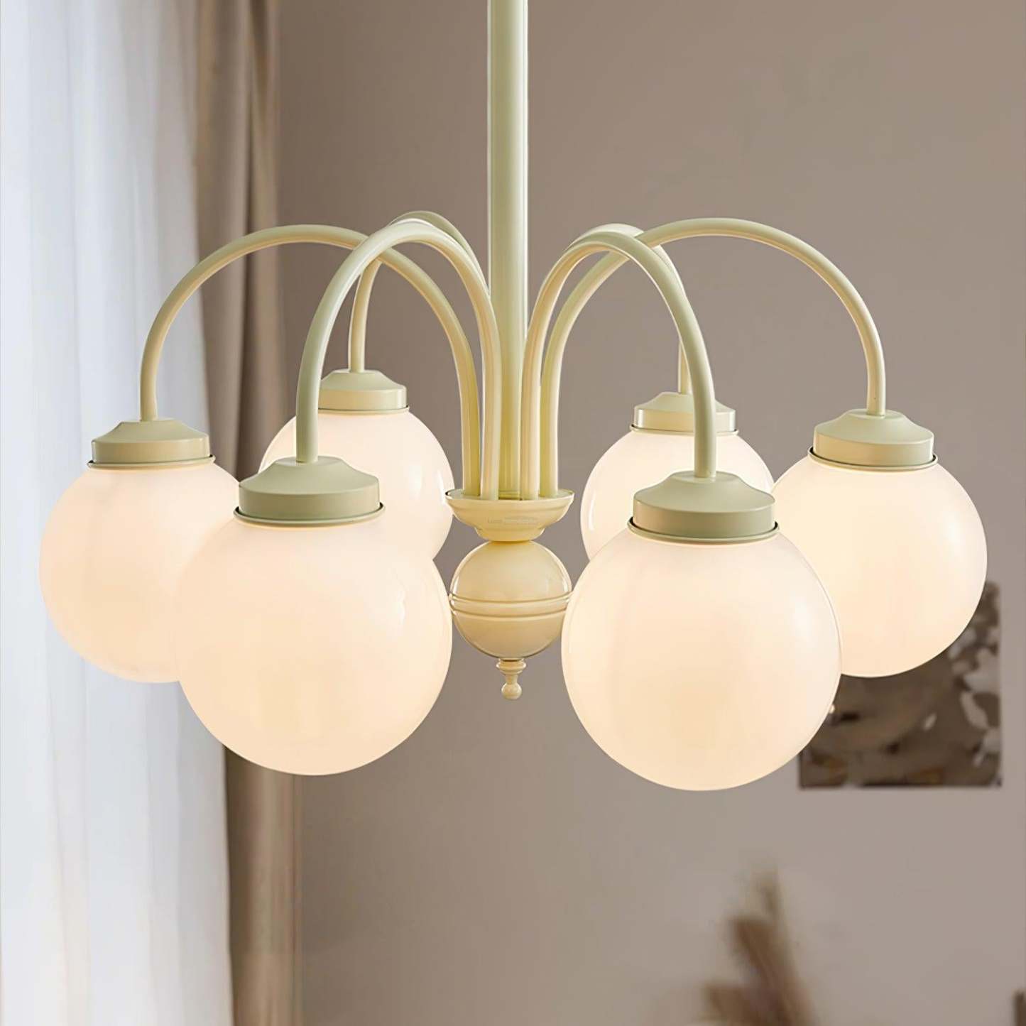 Cream Glass Sphere Chandelier with 4/5/6 heads-Sylvia Space