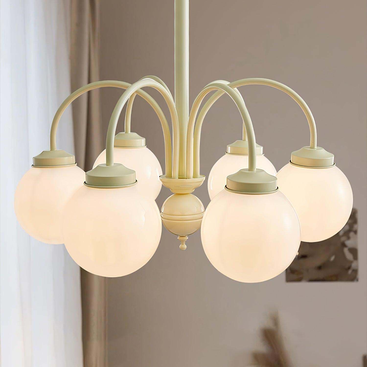 Cream Glass Sphere Chandelier with 4/5/6 heads-Sylvia Space
