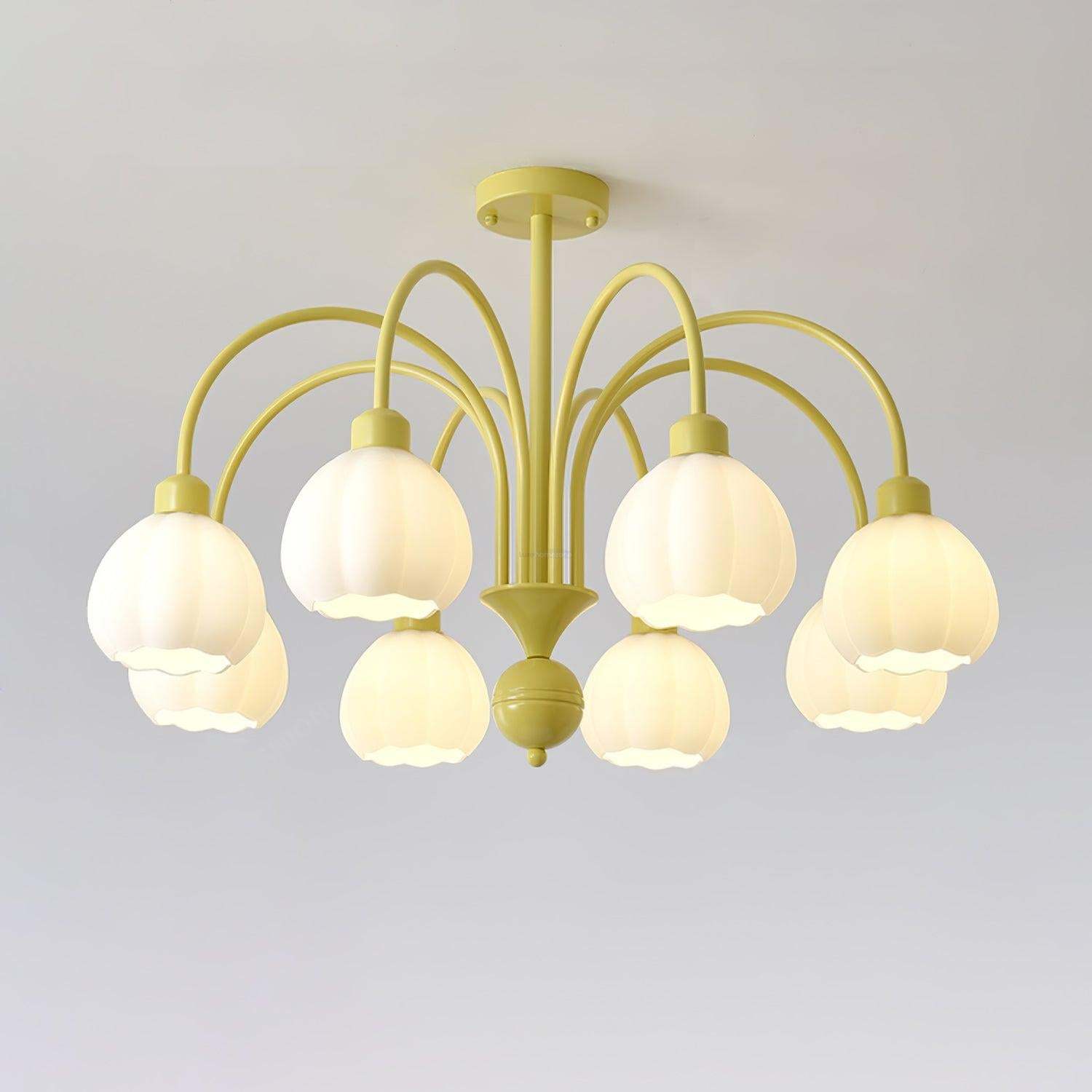 Cream Pumpkin Ball Chandelier with 4/5/6/8 heads-Sylvia Space