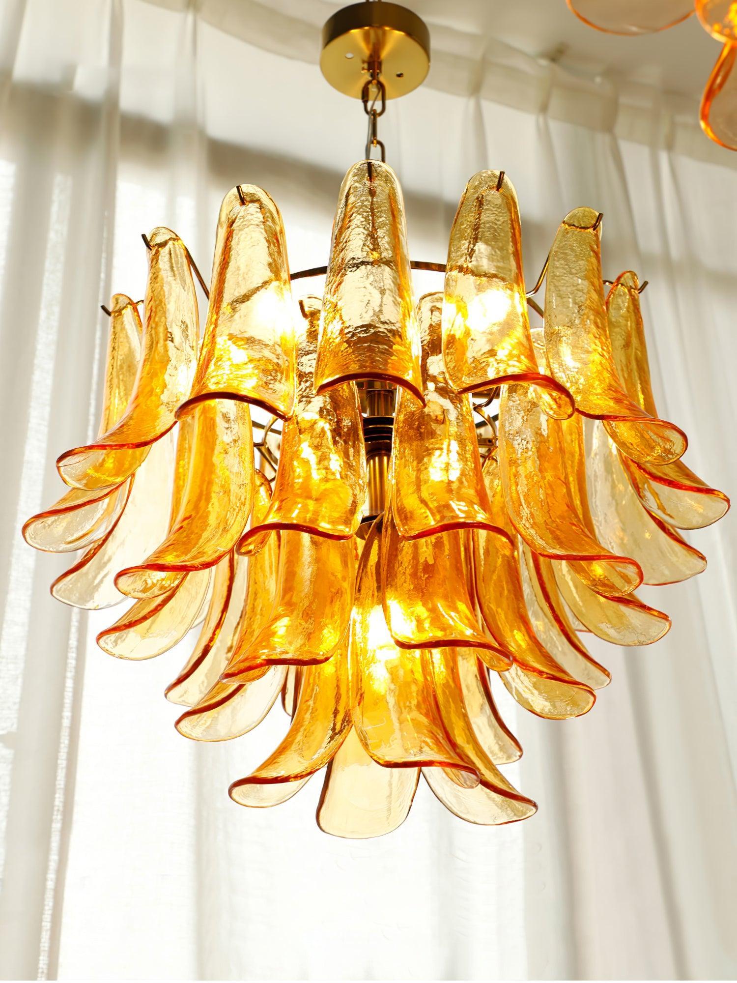 Glass Leaf Cascade Chandelier with 3/4 layer-Sylvia Space