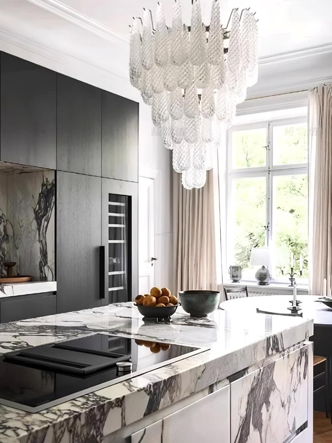 Grid Glass Style Waterfall Chandelier-Sylvia Space