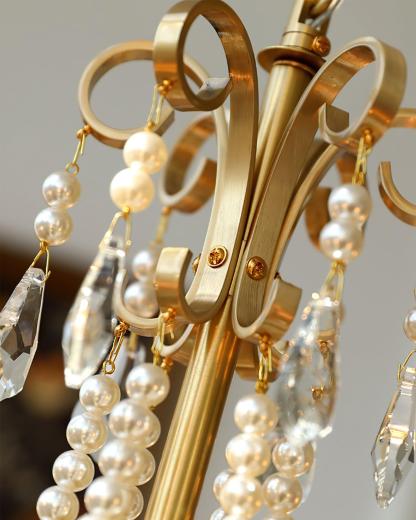 Crystal Pearl Candle Chandelier-Sylvia Space