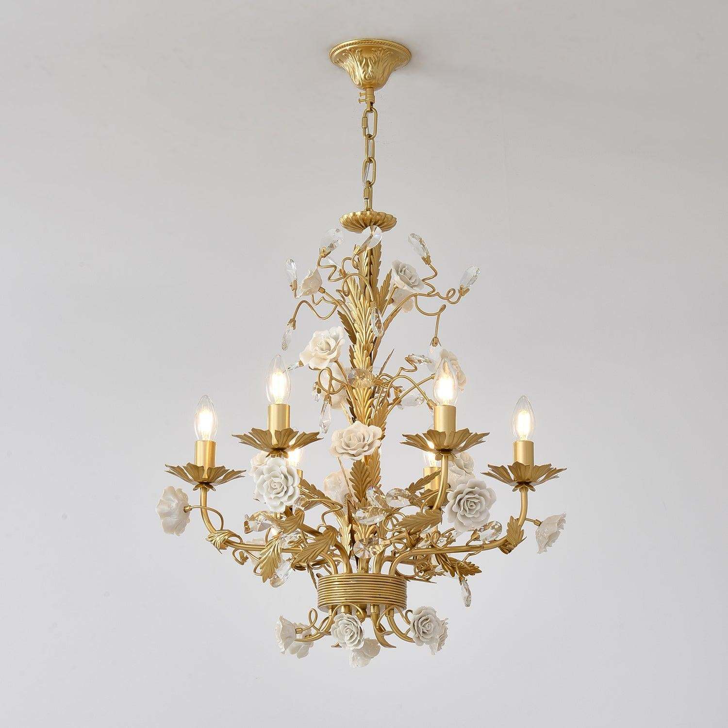 White Rose Crystal Chandelier with 6/8 heads-Sylvia Space