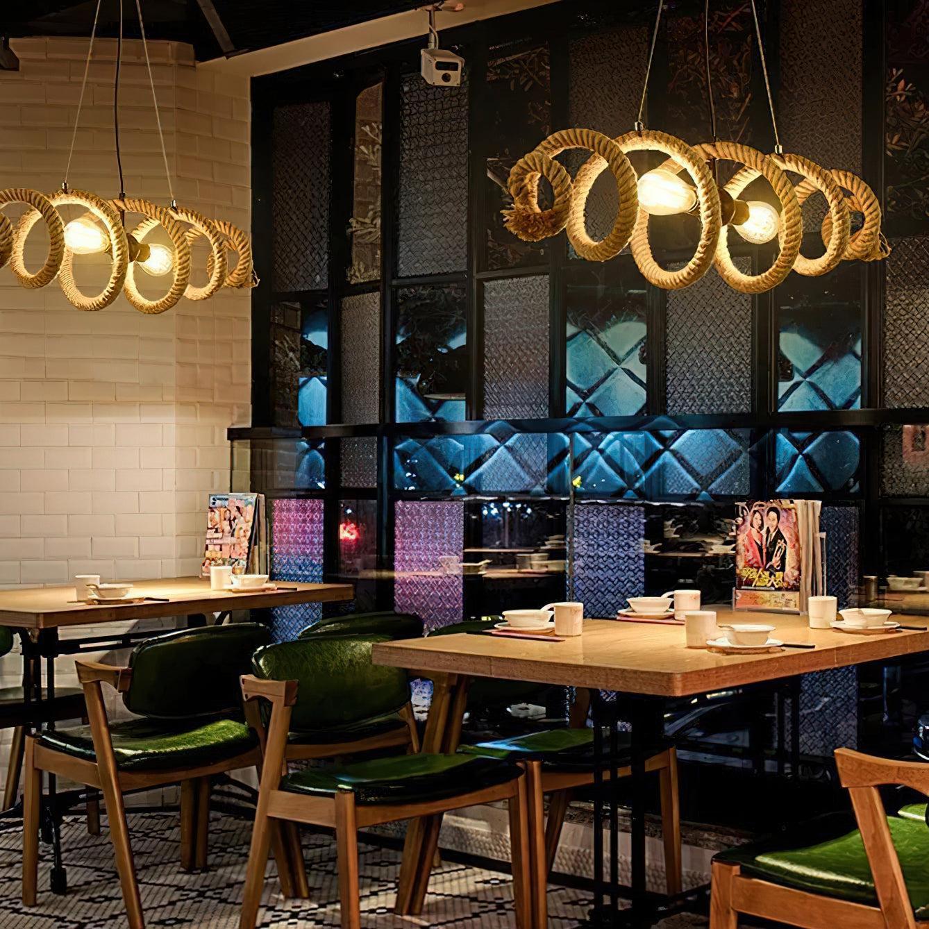 Hemp Rope Industrial Spiral Chandelier ∅ 31.5″-Sylvia Space