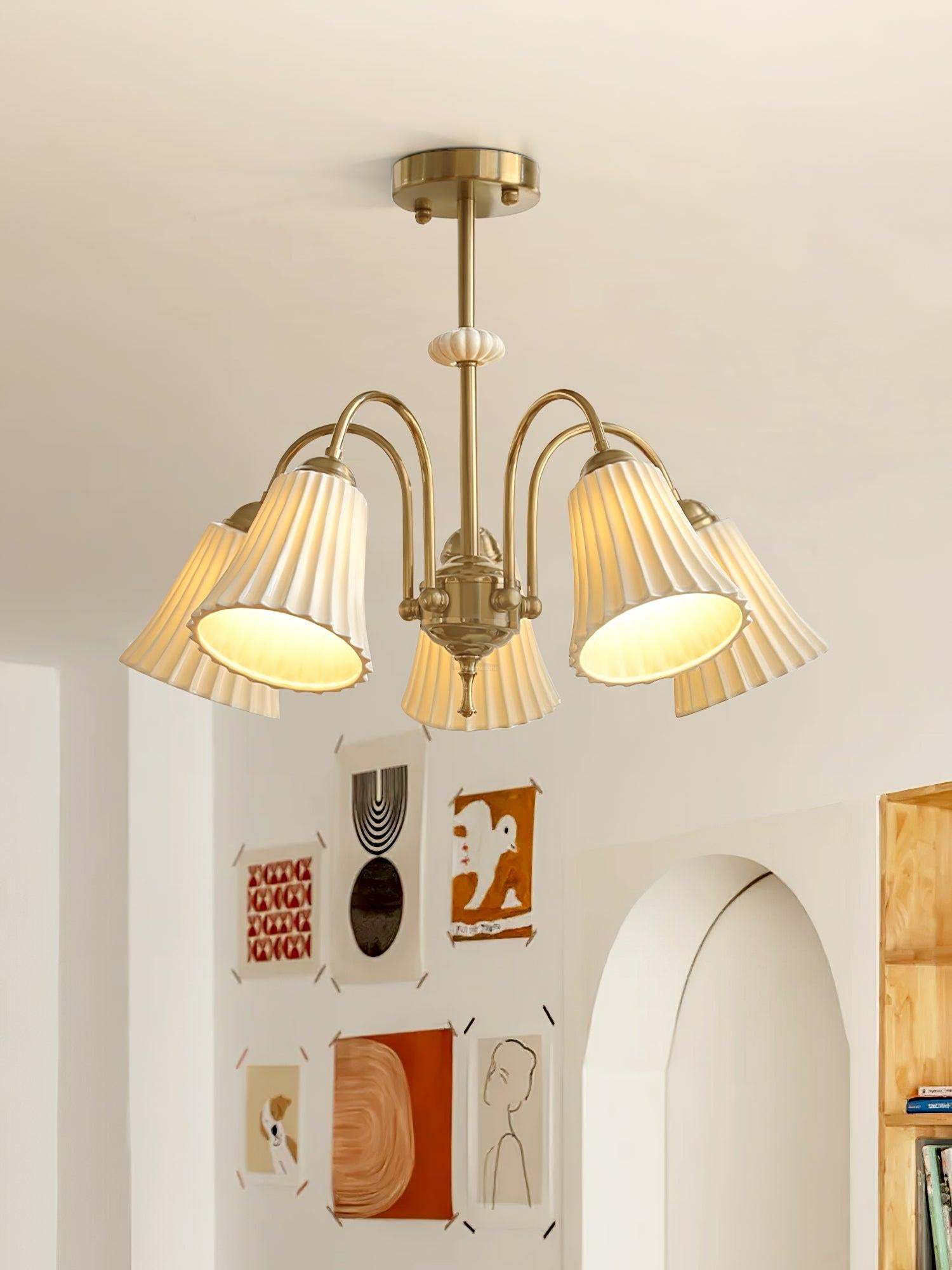 Medieval Ceramic Trumpet Chandelier with 3/5/8 lamps-Sylvia Space