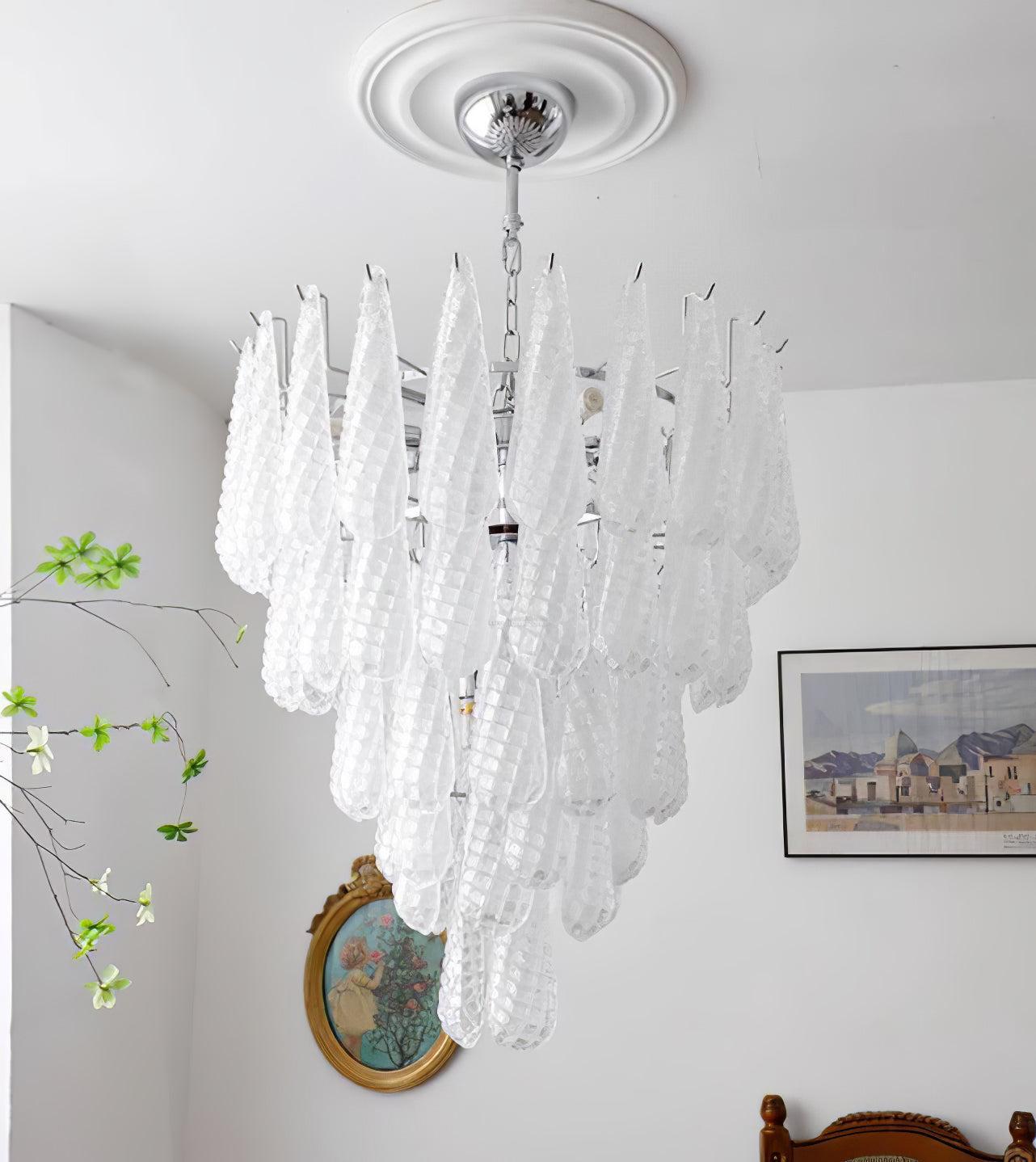 Grid Glass Style Waterfall Chandelier-Sylvia Space