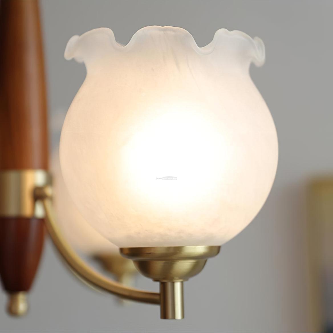 Tulips Glass Wood Chandelier with 3/5 heads-Sylvia Space