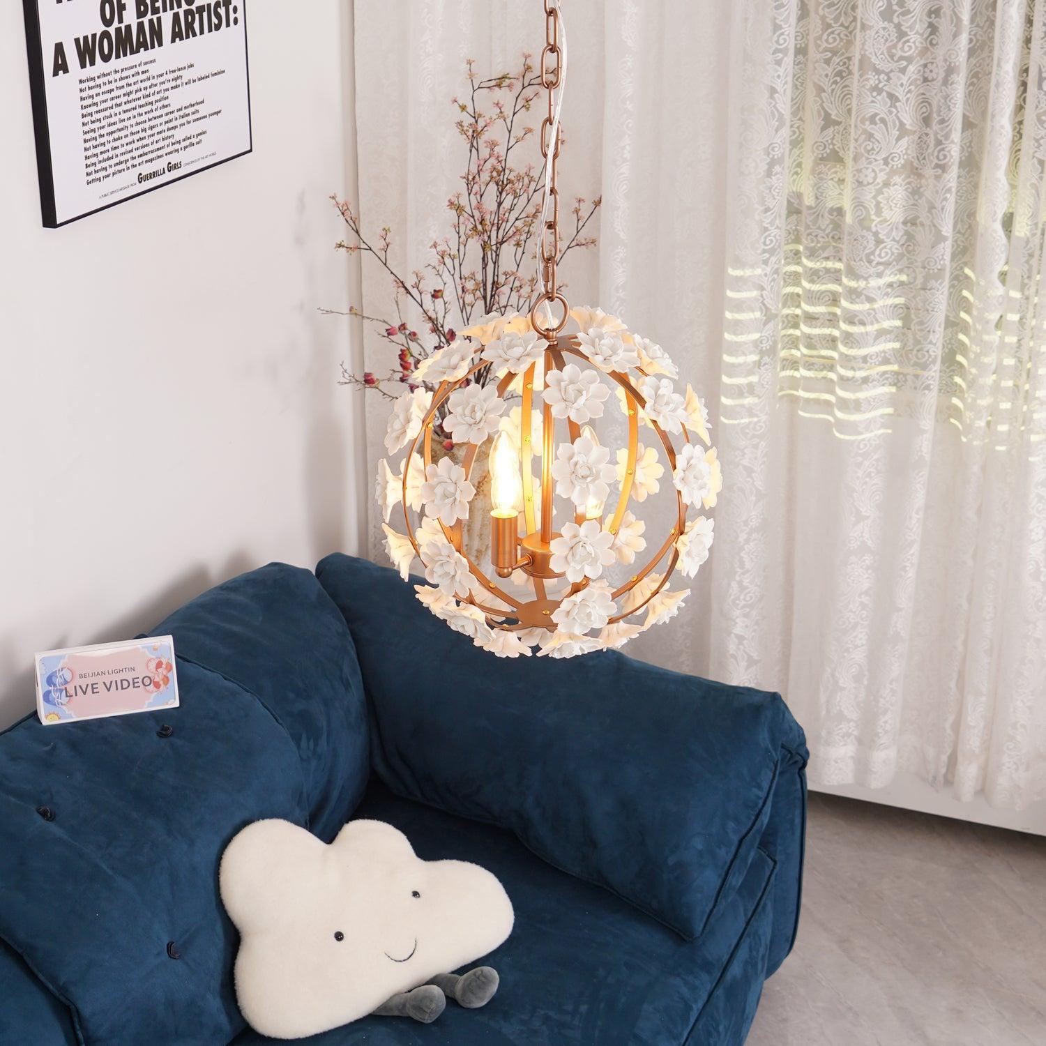 Bianca Floral Orb Globe Chandelier-Sylvia Space