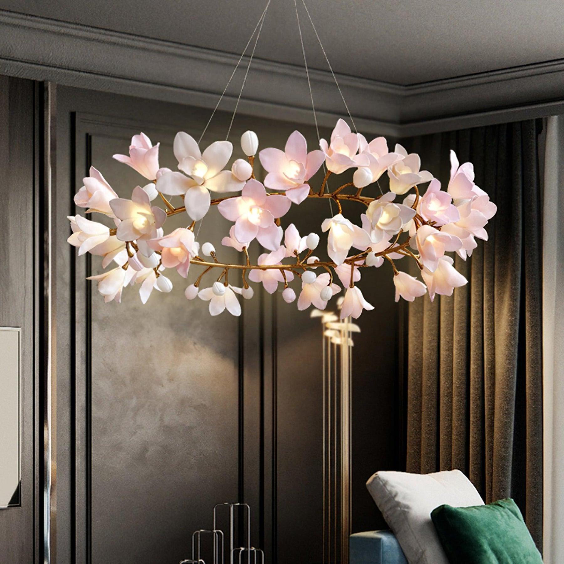 Circular Flower Blossom Chandelier-Sylvia Space