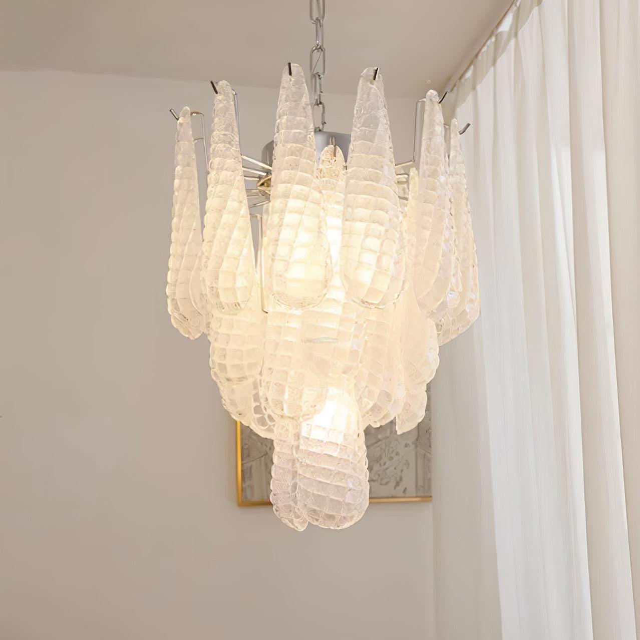 Grid Glass Style Waterfall Chandelier-Sylvia Space
