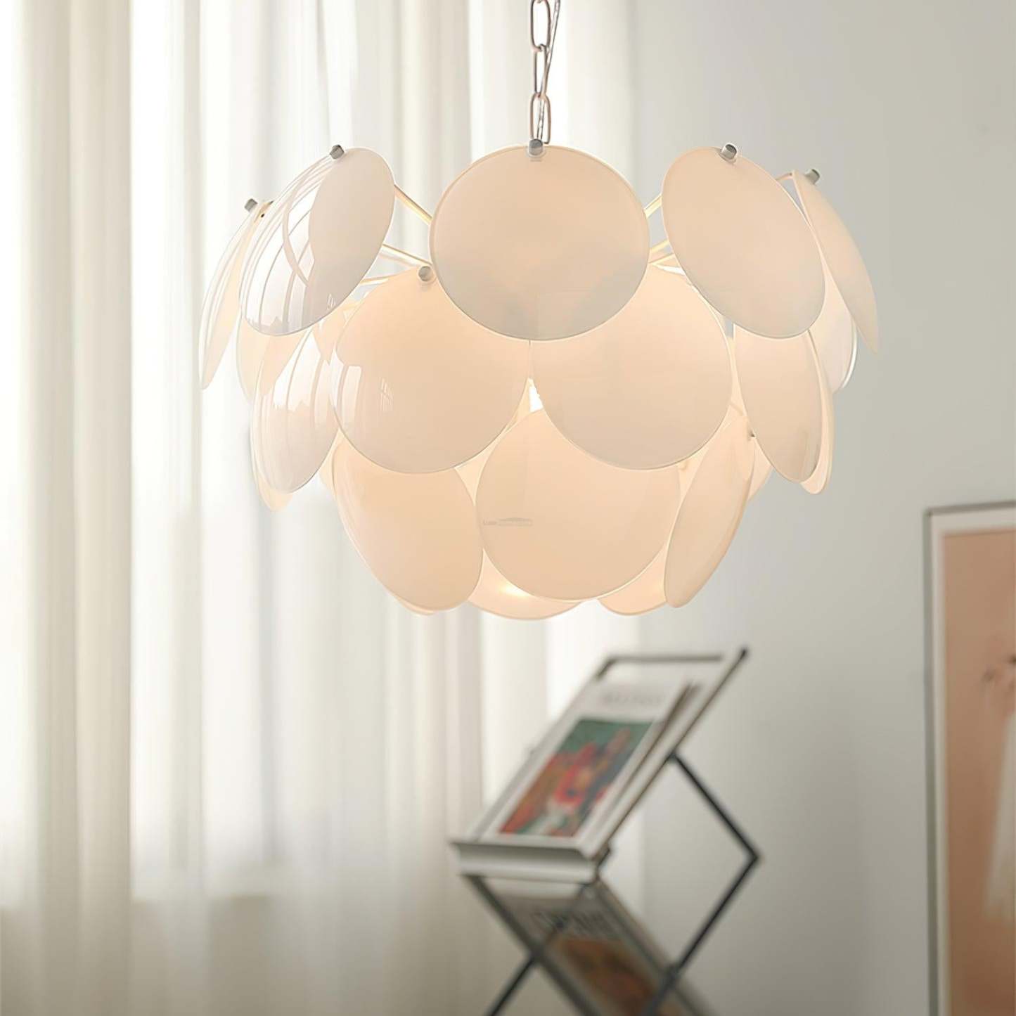Luminous Petal Glass Round Chandelier-Sylvia Space